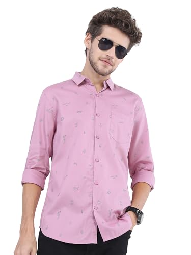 Image of Ketch Men Cotton Slim Fit Printed Full Sleeve Shirt