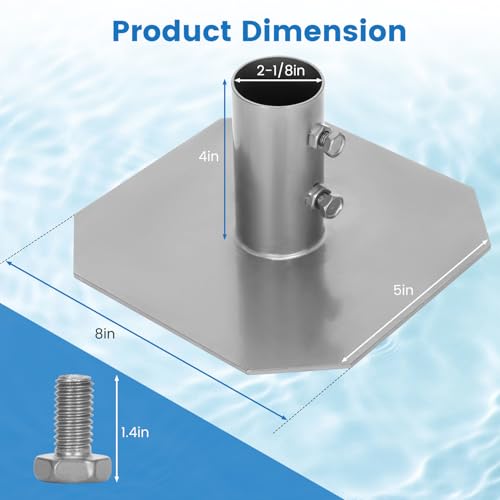Lonsge Stationary Dock Base Plate 4 Pack, Floating Dock Brackets Hardware for Feet Post Pipe Pole Leg