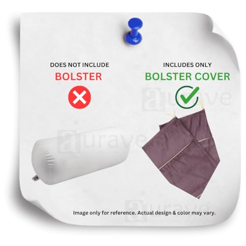 Image of AURAVE Suede 300 TC Printed Bolster Cover with Drawstring Closure, Set of 2, Soft Breathable Durable Machine Washable for Sofa Bed & Home Decor, 15 inchx30 inch, Burgundy | Cover Only