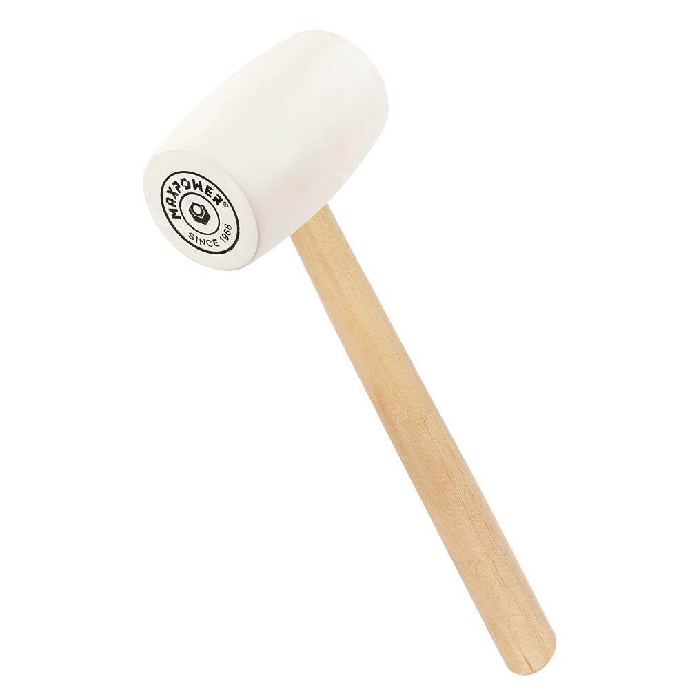 MAXPOWER Maza de Goma, 24Oz/680g Mazo de Goma Martillo de Goma Martillo para Azulejos con Mango de Madera, Blanco