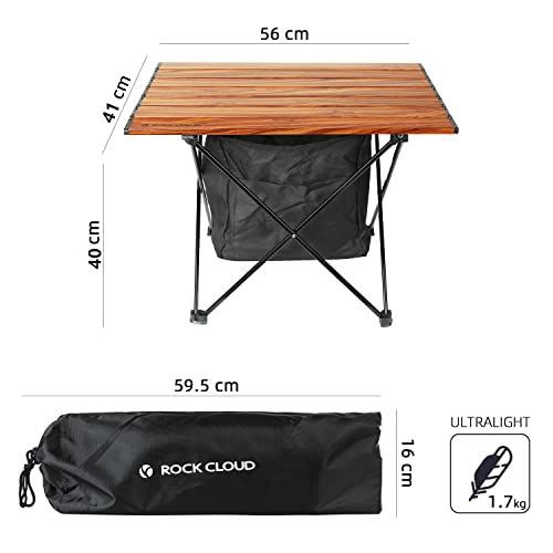 ROCK CLOUD Portable Camping Table With Storage Bag Ultralight Aluminum Folding Beach Table Camp for Camping Hiking Backpacking Outdoor Picnic, Brown,with Storage Bag - Image 3