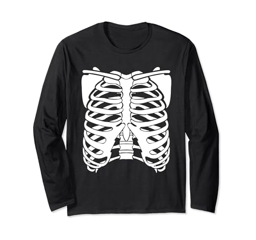 Ribcage Costume Funny Xray Halloween camiseta diseño hombres mujeres Manga Larga