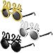 Flutesan 3 Pairs 2024 New Year Sunglasses Glitter 2024 Number Glasses Gold Silver Black Party Eyeglasses for New Years Eve Grad Party Supplies Favors