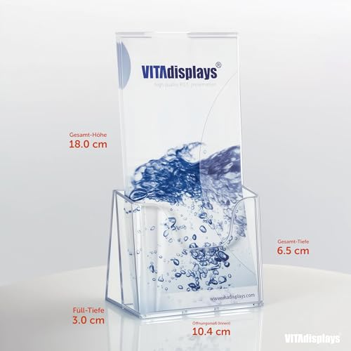 VITAdisplays DIN lang DL Tisch-Prospektständer als transparenter Flyerständer, Prospekthalter