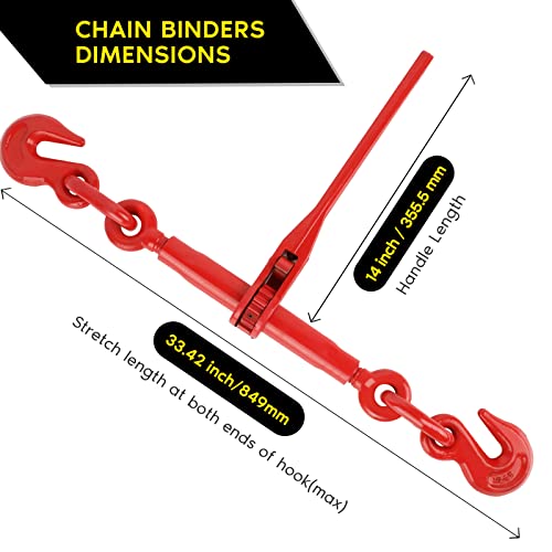 GPOAS 13000LBS Ratchet Chain Binder 1/2-5/8 Inch, 2 Pack Load Binders 13000 LBS Working Load Limit, Breaking Strength 46000 LBS Capacity, Heavy Duty Ratchet Boomer to A Truck Or Flatbed Trailer by GPOAS - Image 2