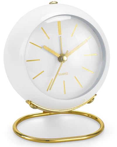 Lesipee Reloj despertador analógico sin tictac, con luz nocturna, silencioso, funciona con pilas, fácil manejo y alarma fuerte