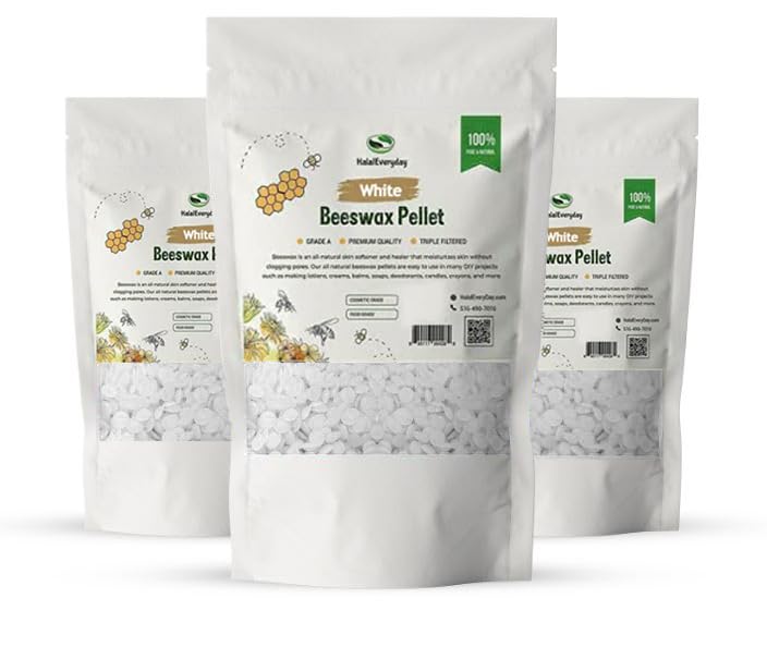 Miniatura 2 de HalalEveryday Pellets de cera de abejas de 1 libra, color blanco, 100% puro, perlas orgánicas, velas, piel, cara, cuerpo, cabello, proyectos de