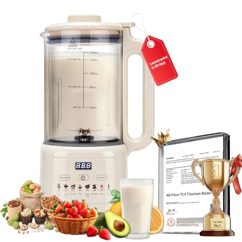 Image of 5.0 New Upgraded Nut Milk Maker Machine 10 in 1 nut Milk Maker【NO.1German High-Efficiency Brushless Motor】【TC4 titanium blade】Homemade Almond, Soy, Oats juice, fresh juice Delay Start, Keep Warm