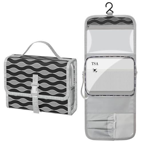 FYY Women's TSA Approved Travel Toiletry Bag - Waterproof Cosmetic Pouch, Grey, Zipper Closure