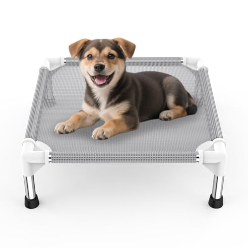 Elevated Dog Bed with Teslin Cooling Fabric - Lightweight Dog Cot for Small Dogs, Waterproof...