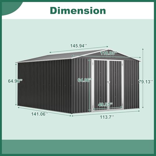 Ballcast1012ftoutdoorstorageshedmetalwaterprooftoolshedswithlockandkeyheavydutyshedsunitwdoorsandventsgalvanizedsteelgardenhouseforstoringbicyclesbarbequesblack Urban Country Home Decor Ball cast 1012 ft outdoor storage shedmetal waterproof tool sheds with lock and keyheavy duty sheds unit wdoors and ventsgalvanized steel garden house for storing bicyclesbarbequesblack urban country home decor
