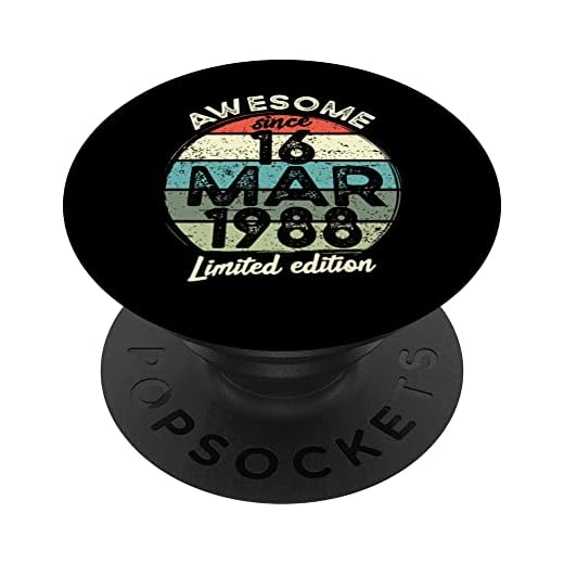 Camiseta de cumpleaños de 35 años, 16 de marzo de 1988, 35 cumpleaños PopSockets PopGrip Intercambiable