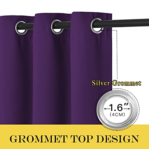 NICETOWN Bedroom Curtain Room Darkening Drapery 102 inches Length - Home Fashion Thermal Insulated Grommet Room Darkening Curtain for Living Room (Royal Purple, 1 Panel, 52 x 102 inches)