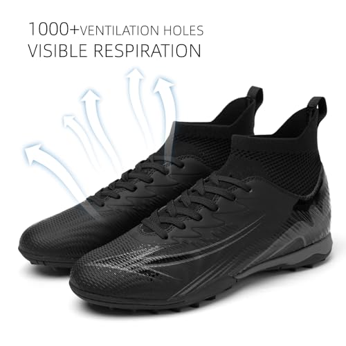 Image of Soccer Cleats for Mens Womens High Tops Lace Up Unisex Football Shoes Indoor Turf Soccer Shoes AG FG TF for Beginners to Advanced Players