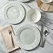 Martha Stewart Maiden Crown 12-Piece Sage Green Dinnerware Set – New Bone China Ceramic Plates & Bowls – Floral Design – Service for 4 – Microwave & Dishwasher Safe
