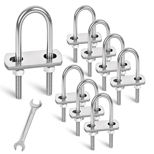 Image of 8 Sets M6 U-Bolts,u-Bolts 1 inch (25mm) Wide,U-Bolts with Nuts