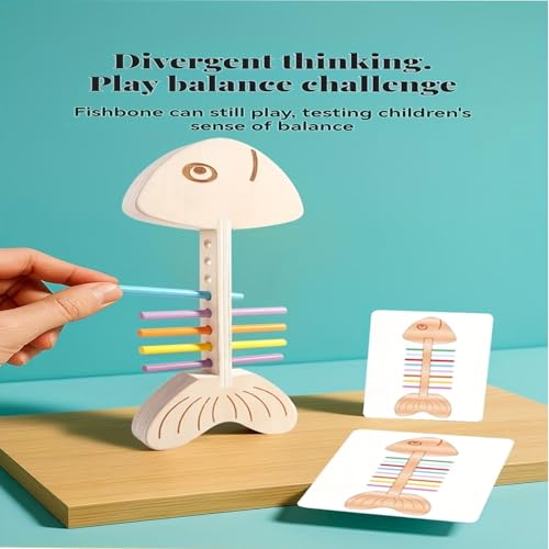Image of SHINETOY Montessori Toys for 1 to 3 Year Old Boys Girls Toddlers, Wooden Sorting & Stacking Toys for Kids Preschool, Educational Toys, Color Recognition Stacker Shape (Fish Bone Sorting Puzzle)
