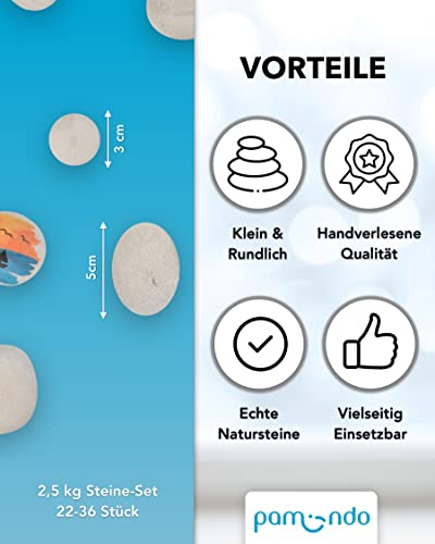 pamindo Steine zum Bemalen - glatte Kieselsteine - handverlesene Deko-Steine zum Basteln - Steine-Set Natursteine – Bild 3