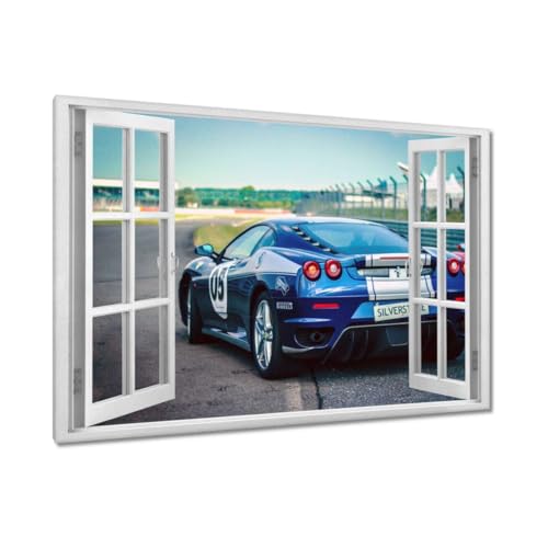 Voiture de sport sur piste toile 90x60 cm pour habiller un mur vide H1617M