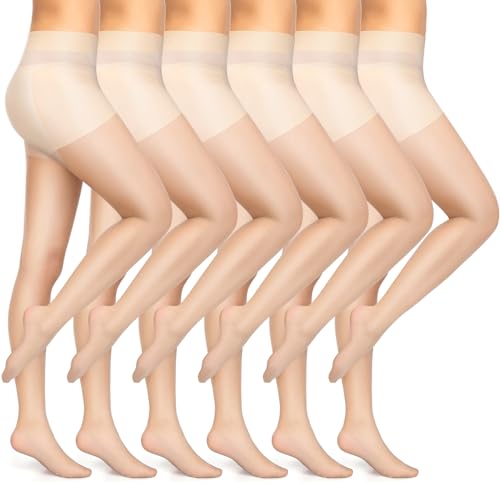 Mepase 6 Pairs UV Golf Stocking for Women UPF 30+ Sun Protection Leggings with Reinforced Toes Summer Non Slip Pantyhose Sheer Nude Tights for Sports Golf Daily Wear