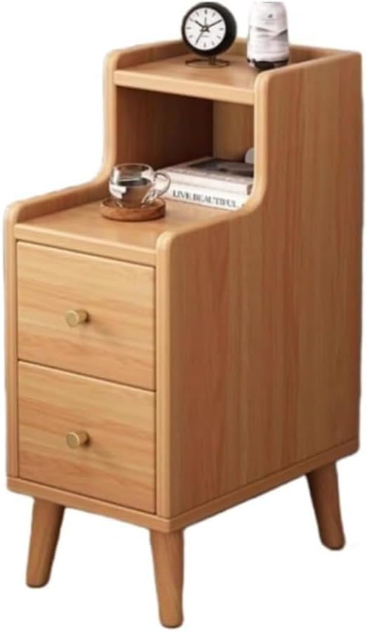 Howorr ベッドサイドテーブル ベッドサイドキャビネット 収納ラック 小型家庭用 寝室収納キャビネット 狭いキャビネット収納 木