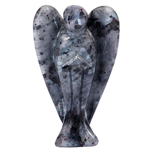 mookaitedecor Labradorite Ange Decoration,Pierre Guérison Figurine Ange Gardien de Poche Porte Bonheur Statue,1.5 Pouce Cover