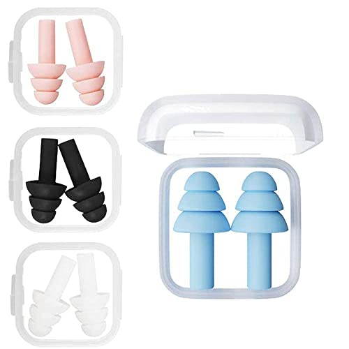 GixTimeed 4 pares de tapones para los oídos con aislamiento de sonido, tapones para los oídos de silicona en espiral para dormir, dormir de lado, antirronquidos, estudiar Cover