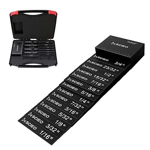 SCIEO Setup Blocks Height Gauge Set, 15pcs Precision Aluminum Setup Bars Marked with Clear Laser Engraving Dimensions, Suitable for Router and Table Saw Accessories Woodworking Set Up (Black)