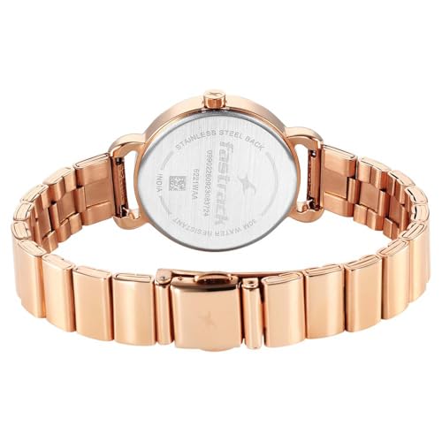 Image of Fastrack Pulse Quartz Analog White Dial Rose Gold Stainless Steel Strap Watch for Girls - NT6221WM02F
