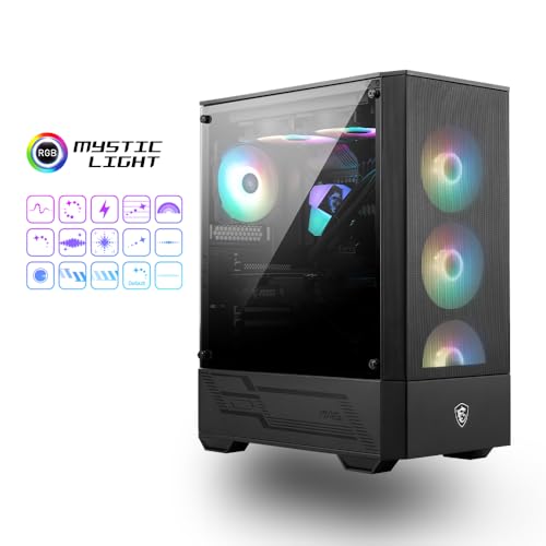 MSI MAG FORGE 110R Boitier PC Gaming Moyen Tour Noir, 1x Ventilateur 120mm ARGB, Panneau Latéral en Verre Trempé, ATX, mATX, mini-ITX