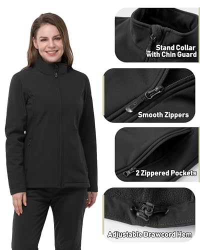 33,000ft Women's Lightweight Softshell Jacket Fleece Lined Windbreaker Waterproof Warm Jacket for Running Golf Hiking3