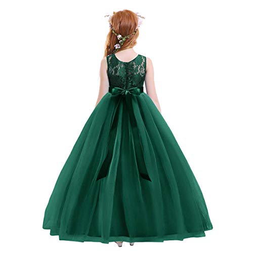 Flower Girl Lace Long Princess Dresses Kids Formal Wedding Party Pageant Ball Gowns First Communion Puffy Tulle Dress2