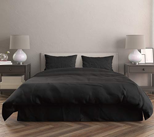 HUESLAND by Ahmedabad Cotton 200 TC Single Duvet Cover with 1 Pillow Cover Solid Cotton Sateen Collection – 60 x 90 inches, Black