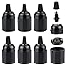 Produktbild UTRUGAN 6 Stück Bakelit Fassung E27 Vintage Lampenfassung Glühbirne Adapter Schwarze Solid Lampenfassung Bakelit E27 Lampenfassung Schraube Glühbirne Adapter für LED, Glühlampen, Halogenlampen