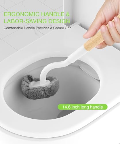 Image of Wooden Toilet Brush, OSCIOSS Toilet Brush and Holder Set with Ergonomic Design, Compact Size, Durable Bristles, Bamboo RV Toilet Cleaner & Holder for Bathroom (Natural, 1pack)