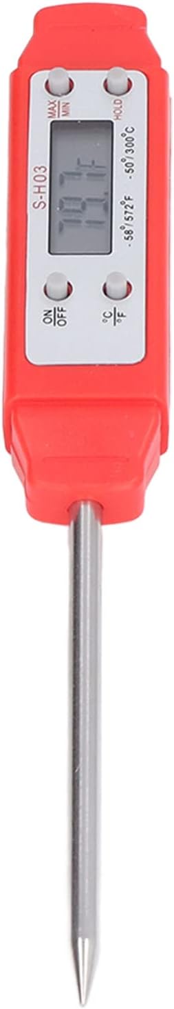 Meat Thermometer Pen, Kitchen Barbecue Meat Oil Temperature Water Type Pocket Digital Thermometers Meter Probe Type Electronic Food Thermometer Read Food for Cooking Red (Red)