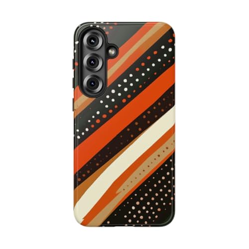 Coque rigide Samsung S25 Plus orange rayé rétro pour éviter les rayures