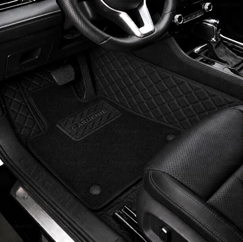 Image of 7D Car Floor Mats for Mahindra XUV 7XO AX7 AT | Waterproof | Anti-Slip | PU Leather | Full Coverage | All Weather | Custom Fitted 7D Car Foot Mats - Black