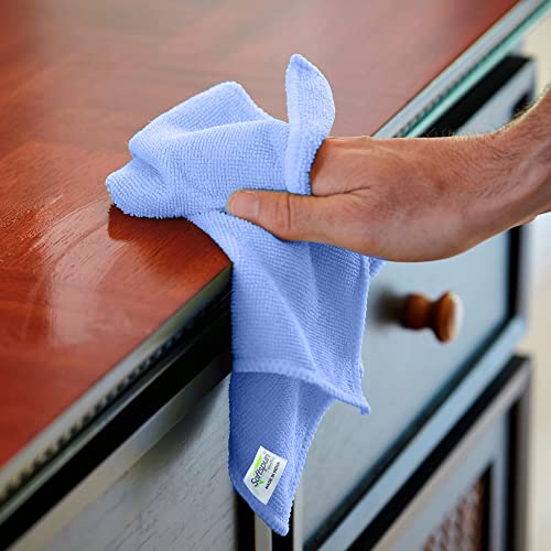 Image of SOFTSPUN Microfiber Highly Absorbent Lint and Streak Free Multipurpose Cleaning Cloths for Kitchen Car Window Stainless Steel Silverware 340 GSM Sky Blue 50X50 cms Set of 5 Pieces.