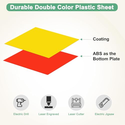 Image of M METERXITY 6-Pack Engraving Blank Materials Double Color 7x11 Inch, 1.3mm Thick ABS Plastic Sheet Yard Signs Name Plate for Door /Office /Home /Conference /Hotel /DIY Carving[Yellow /Red]