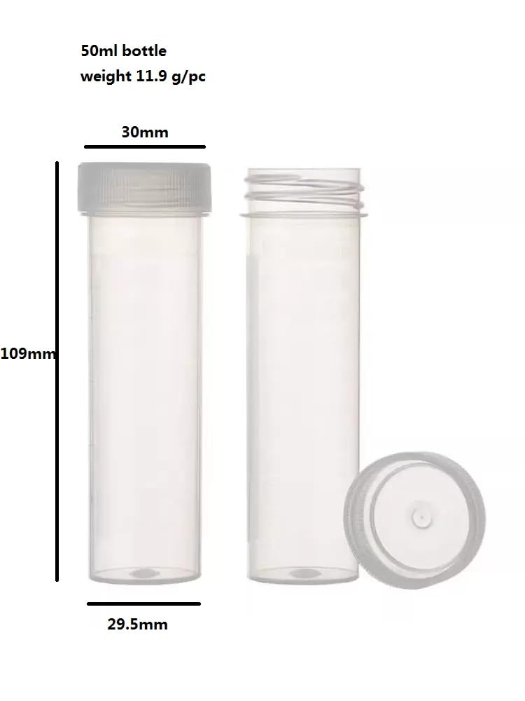 Paquete de 30 tubos de digestión desechables de 50 ml, UC475, tubo de centrífuga de plástico transparente con escala, tubo de ensayo independiente con tapón de rosca, matraz volumétrico