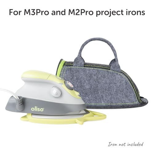 Image of oliso Mini Iron Carry Bag for M2Pro and M3Pro - Pistachio | Polyester Felt Travel Case, Quilting Retreat Storage, Compact Sewing Accessories, Heavy-Duty Zipper