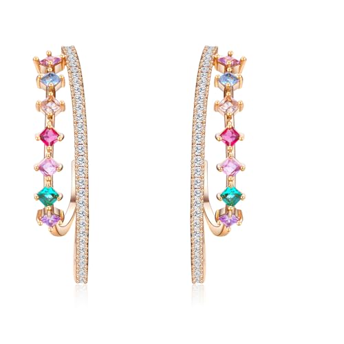 Rhinestone Hoop Earrings for Women Crystal Dangle Hypoallergenic Hoop Earrings Cubic Zirconia Earrings Party Wedding Jewelry Gift