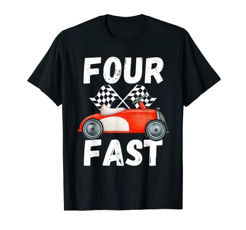 Four Fast Racing 4th Birthday Race Car Pit Crew presentes para crianças t-shirt