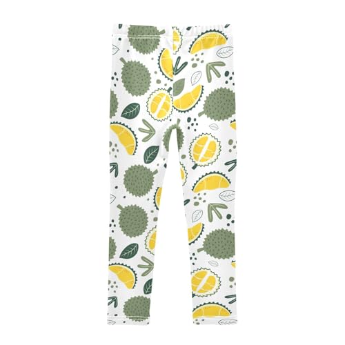 Cute Durian Fruits and Leaf Girls Leggings,Workout Leggings for Girls Toddler Athletic Leggings Size for 3-10T2