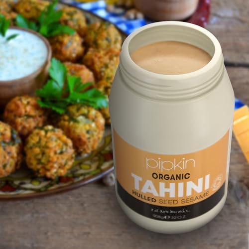 Pipkin 100% Bio-Tahinipaste 908g – Geröstete und gepresste äthiopische Sesamsamen – alles natürlich, koscher, vegan, nicht genmanipuliert
