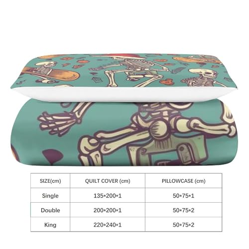 Housse de couette 3D imprimé literie squelette 135x200 - 6