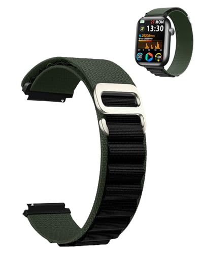 Correa de nylon para reloj QVEQ Q104 1.83'' negra y verde miniatura 1