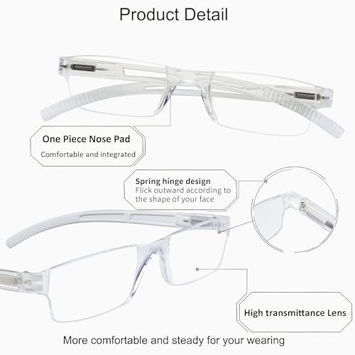 Image of YEIN Reading Glasses 8 Pairs Blue Ligth Blocking Reading Glasses for Men and Women Fashion Square Frame Readers (4 Color+4 Clear,+1.50)