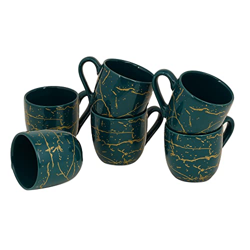 Image of DATA Manu Mugs with Metallic Design, Pack of 6 | Coffee Mugs (Green)